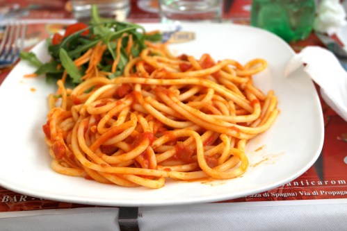 Buccatini with tomato sauce in Rome... take me back to that plate of pasta!